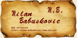 Milan Babušković vizit kartica